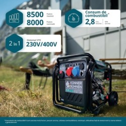 Generator de curent 8.5 kW inverter - benzina - Konner & Sohnen - KS-8100iE-1/3-ATSR