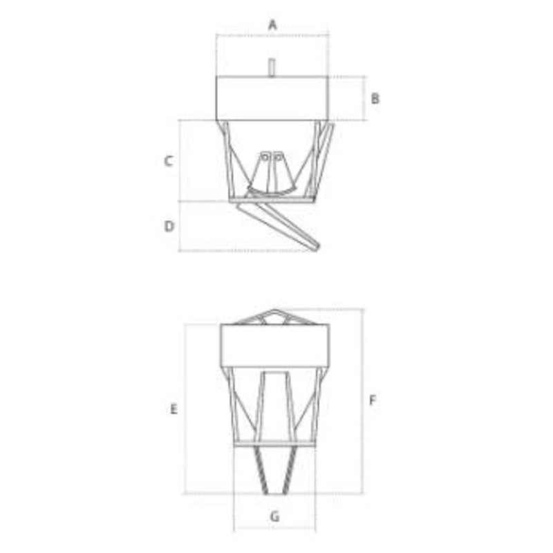 Cupa conica combinata, descarcare centrala si laterala 500 lt UNIMEC FG16CC50