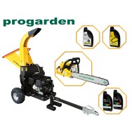 Pachet ProGARDEN TB120EN Tocator resturi vegetale, 15CP, benzina, 120mm + MF3545P Motoferastrau 450mm, 3.4CP + 4L ulei