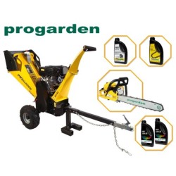 Pachet ProGARDEN TB100E Tocator resturi vegetale, 12CP, 65-100mm + MF3545P Motoerastrau 450mm, 3.4CP + 4L ulei