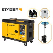 Pachet Stager YDE8600TA-TA3 V2 Generator insonorizat 7.5kVA, DualPower + Automatizare trifazata YA40063F12STA, 63A + Zobo H1207G
