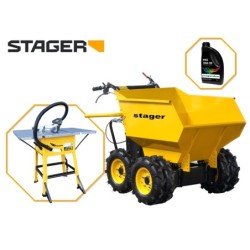 Pachet Stager RMT500 roaba cu motor termic 6.5CP, 500kg, 6 roti + FCM1600 Masa taiere cu ferastrau circular 1600W, 220V, 250mm +