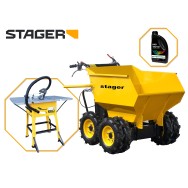 Pachet Stager RMT500 roaba cu motor termic 6.5CP, 500kg, 6 roti + FCM1600 Masa taiere cu ferastrau circular 1600W, 220V, 250mm +
