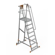 Scara industriala rabatabila (pliabila) din aluminiu cu 7 trepte si platforma h=207cm, inaltime de lucru 4,1m - CNO-SME-FWPL17