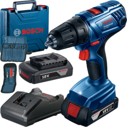 BOSCH GSR 180-LI Masina de gaurit si insurubat cu 2 acumulatori Li-Ion, 2Ah, 54Nm + Set 23 accesorii + Valiza
