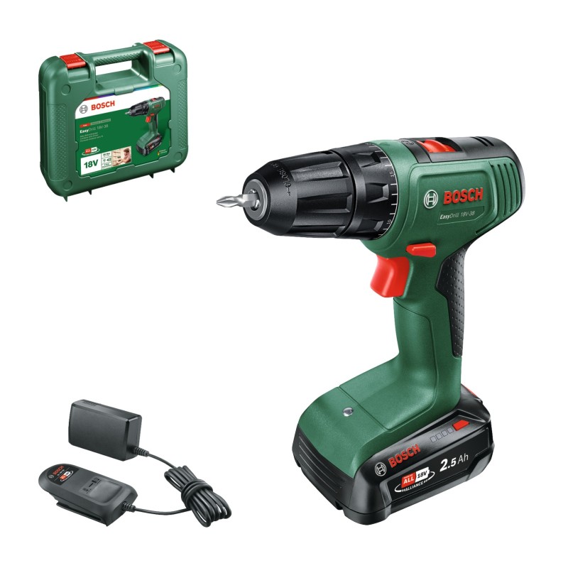 Bosch Easy Drill 18V-38 Masina de gaurit si insurubat Li-Ion 18V + 2xacumlator 1.5Ah + incarcator + valiza