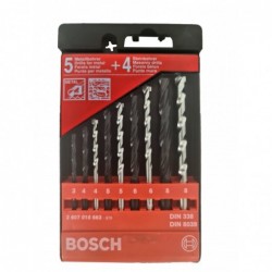 Bosch Set 9 burghie, caseta 5 metal + 4 zidarie, D3-8mm