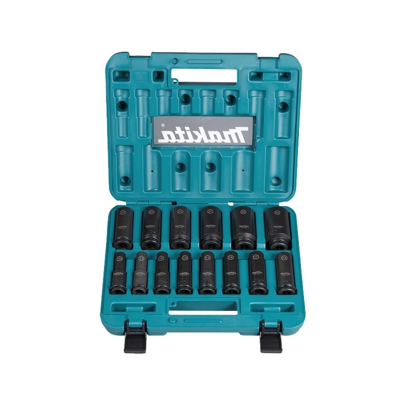 Makita E-16586 Set 14 tubulare adanci impact Black 1/2, 10-32mm