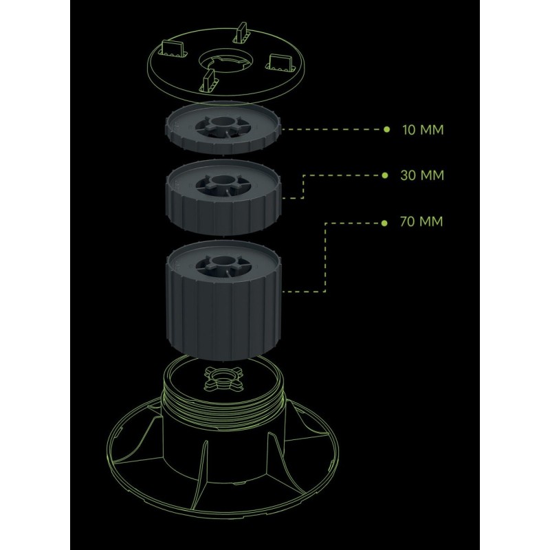Prelungitor 10mm Plot / Piedestal / Suport Special Evolve, adauga 10mm inaltime, Italprofili - IP-182L10