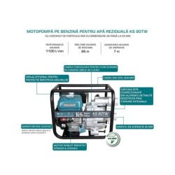 SH-RESIGILAT Motopompa apa murdara 3" - 1100 l / min - Konner & Sohnen - KS-80TW