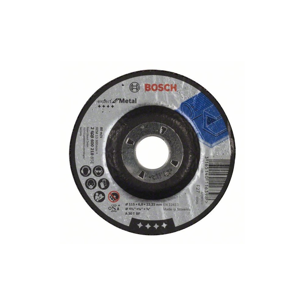 Bosch Disc de degrosare cu degajare Expert for Metal A 30 T BF, 115mm, 6.0mm
