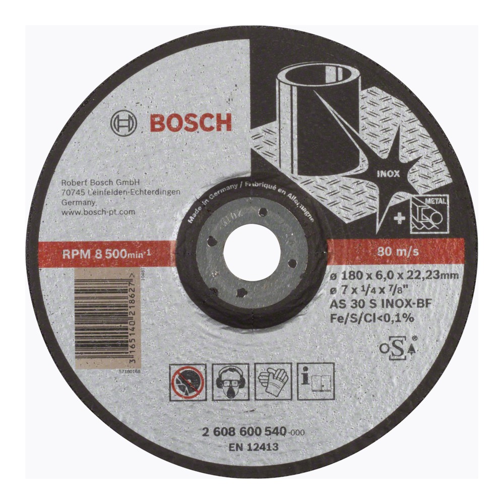Bosch Disc de degrosare cu degajare Expert for Inox AS 30 S INOX BF, 180mm, 6.0mm