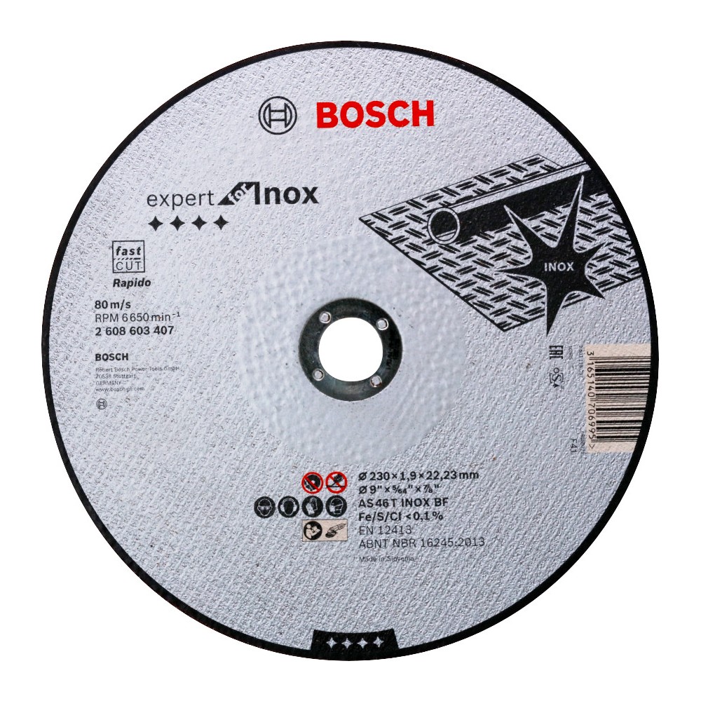 Bosch Disc taiere drept Expert for Inox - Rapido, 230x22.23x1.9mm