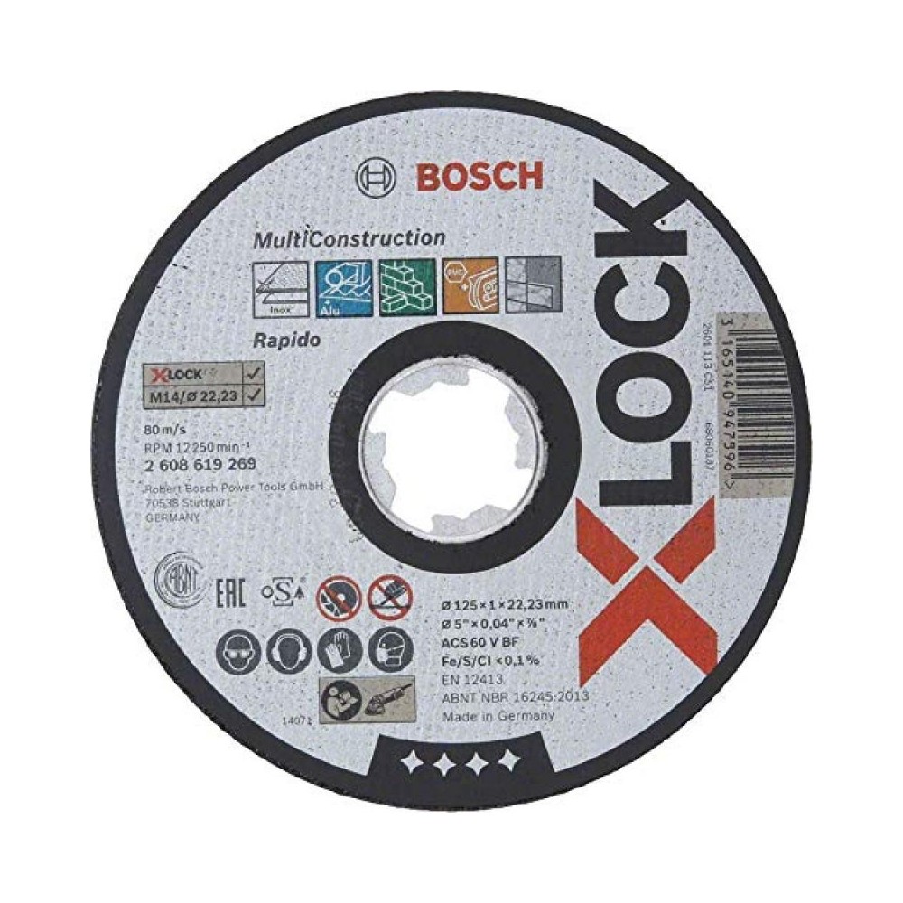Bosch Disc X-LOCK Multi Material 125x1x22.23 pentru taieturi drepte ACS 60 V BF