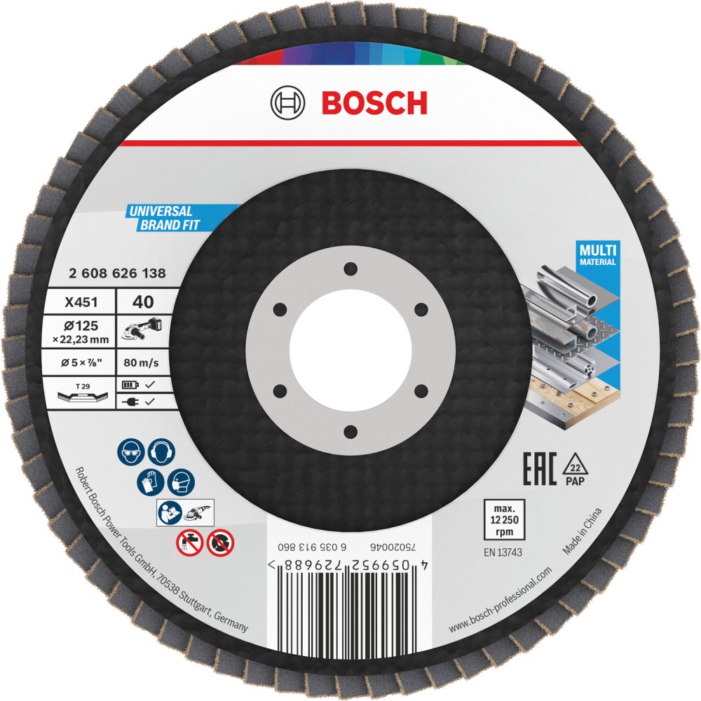 Bosch Disc de slefuire evantai X451, 125mm, 22.23mm, G40