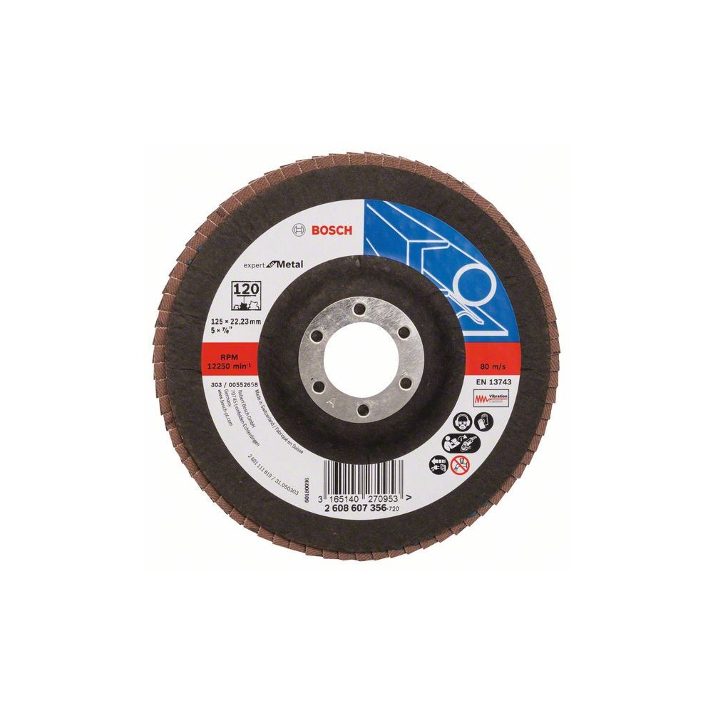 Bosch Disc de slefuire evantai X551, Expert for Metal D125mm G120, cu degajare