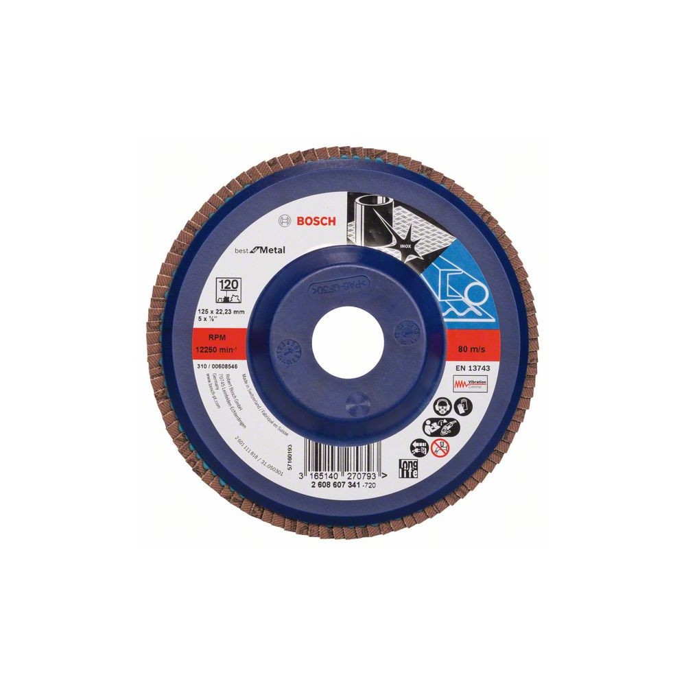Bosch Disc de slefuire evantai X571, Best for Metal D125mm G120, drept