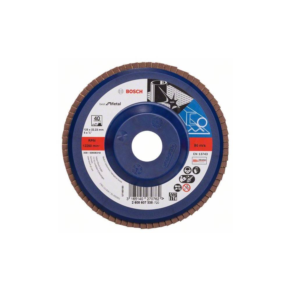 Bosch Disc de slefuire evantai X571, Best for Metal D125mm G40, drept