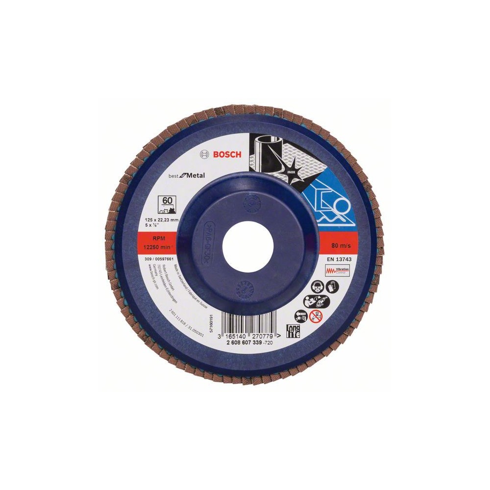 Bosch Disc de slefuire evantai X571, Best for Metal D125mm G60, drept