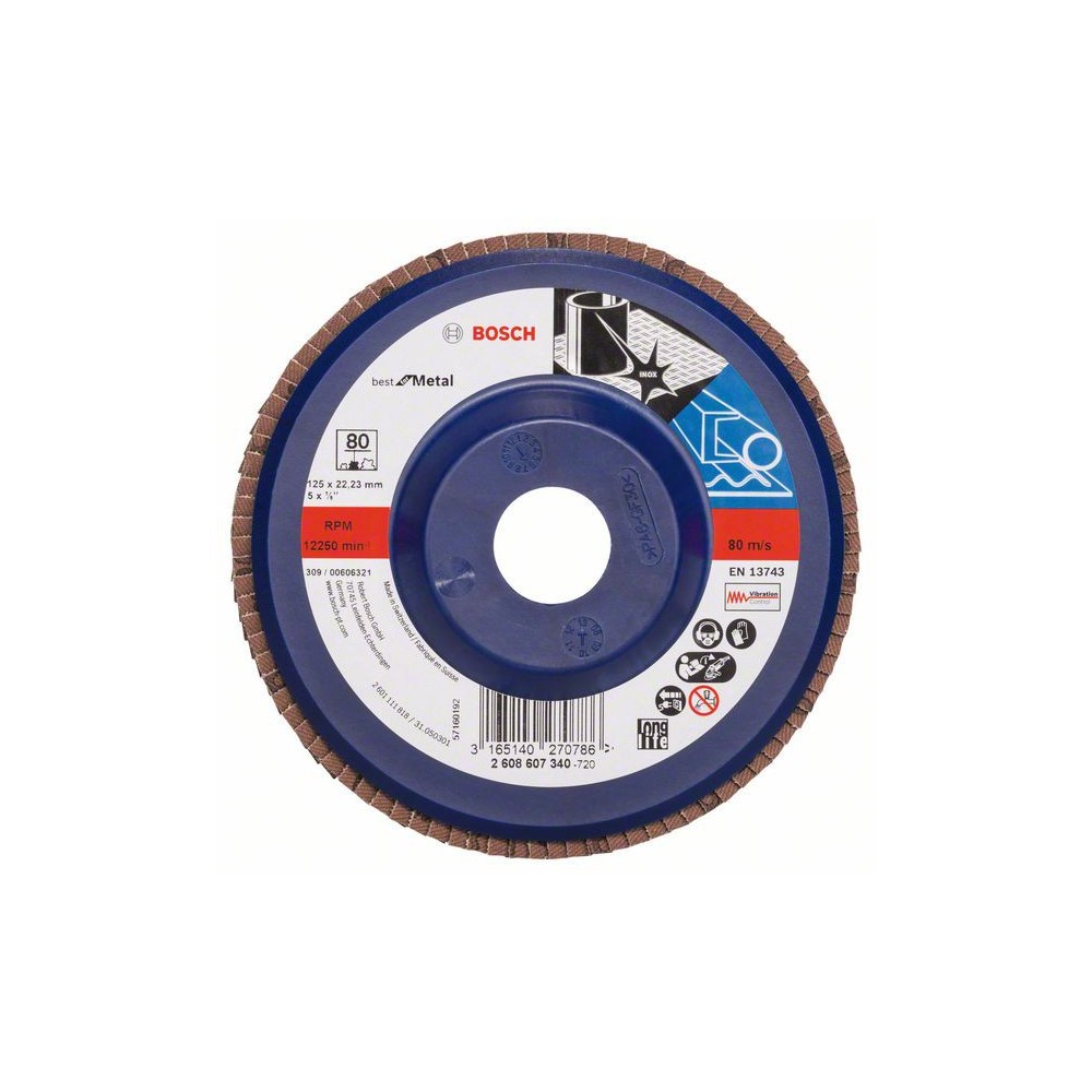 Bosch Disc de slefuire evantai X571, Best for Metal D125mm G80, drept