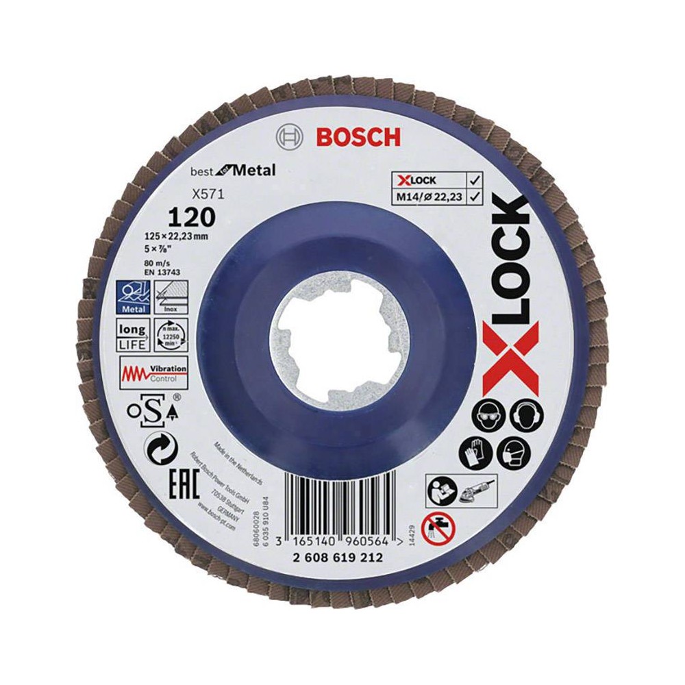 Bosch Discuri de slefuire evantai X-LOCK, versiunea dreapta, placa din plastic, D125, G120