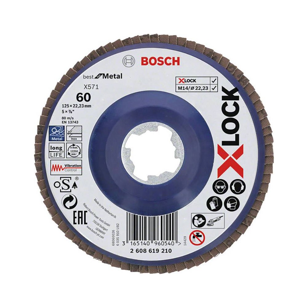 Bosch Discuri de slefuire evantai X-LOCK, versiunea dreapta, placa din plastic, D125, G60