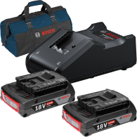 BOSCH GBA18V + GAL18V-40 Set 2 acumulatori Li-Ion, 18V, 2Ah + Incarcator de 4Ah + Geanta textil mediu