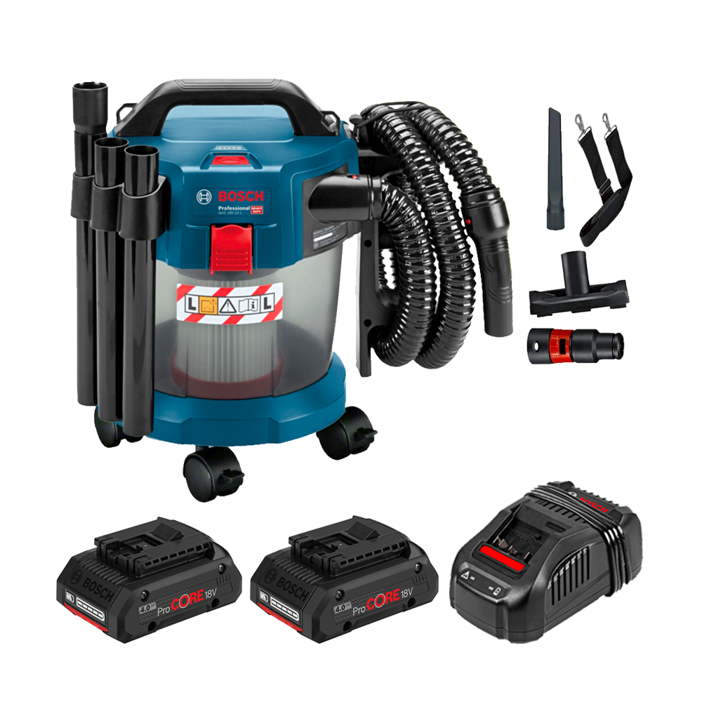 BOSCH GAS 18V-10 L Aspirator 18V +  + Set 2 acumulatori 4Ah ProCore + Incarcator