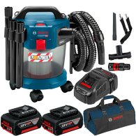 BOSCH GAS 18V-10 L Aspirator 18V +  SET PRO-MIX - Incarcator GAL1880CV + 2 acu 18V, 5Ah + Geanta textil mediu