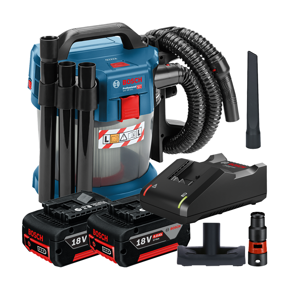 BOSCH GAS 18V-10 L Aspirator 18V cu 2 acumulatori Li-Ion, 4Ah CoolPack + Incarcator