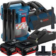 BOSCH GAS 18V-10 L Aspirator 18V cu 2 acumulatori Li-Ion, 4Ah CoolPack + Incarcator + Geanta textil mediu