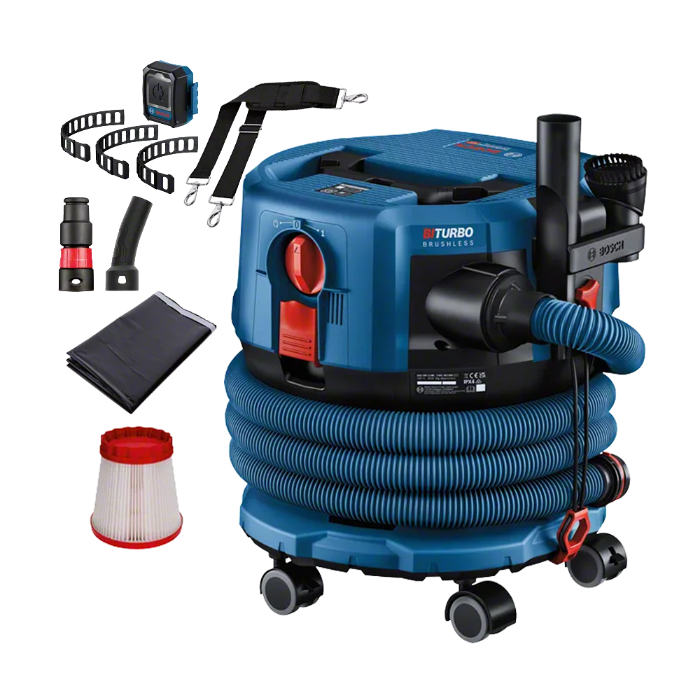 BOSCH GAS 18V-12 MC (SOLO) Aspirator BITURBO brushless 18V, fara acumulator in set + Set 4 roti