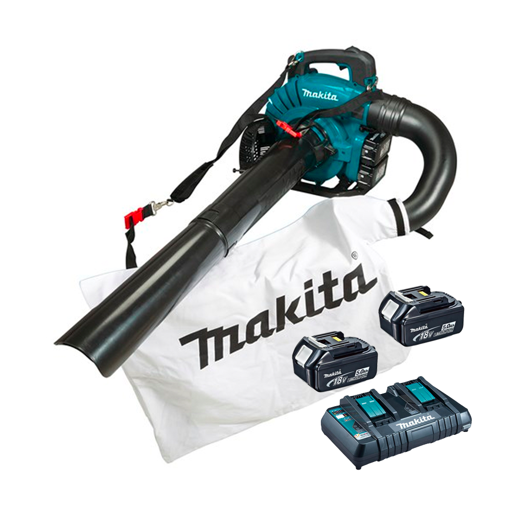 MAKITA DUB363PT2V Aspirator/suflator frunze cu 2 acumulatori Li-Ion, 2x18V, 5Ah + Incarcator dublu