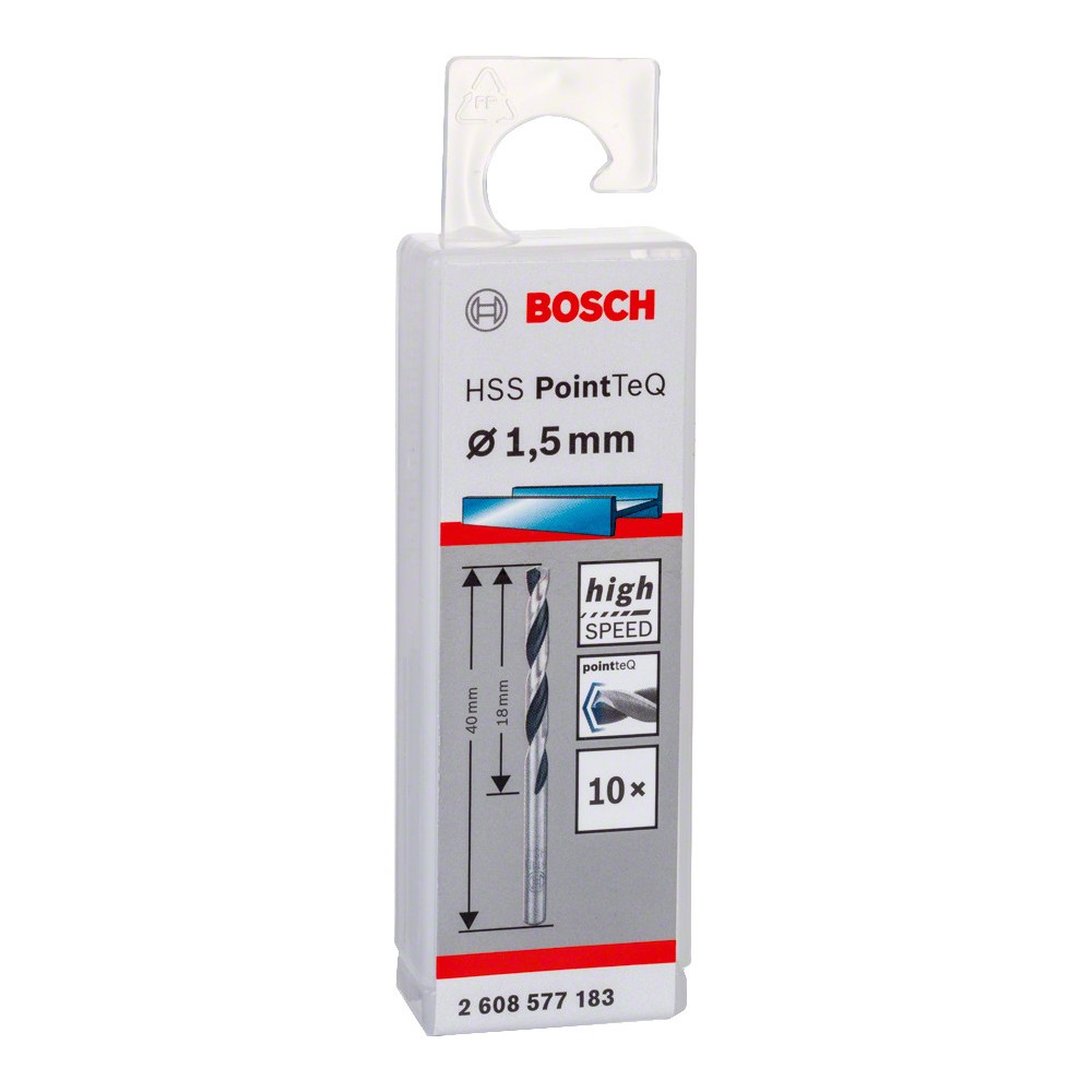 Bosch Set 10 burghie metal HSS PointTeQ, 1.5x18mm