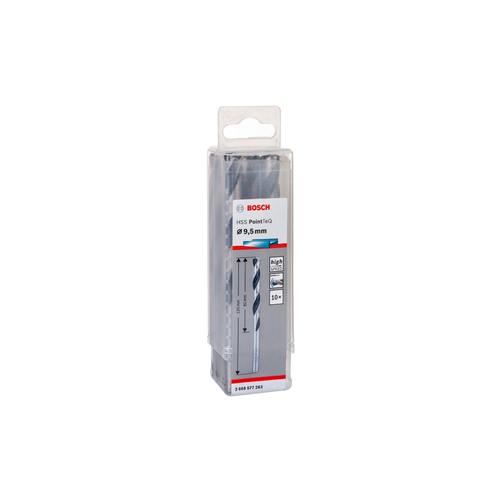 Bosch Set 10 burghie metal HSS PointTeQ, 9.5x81x125mm
