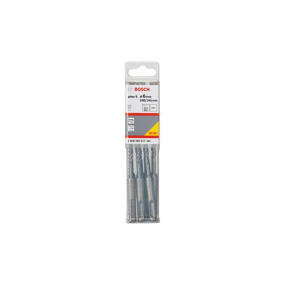 Bosch Set 10 burghie pentru gaurire cu percutie SDS Plus-5, 6x100x165mm