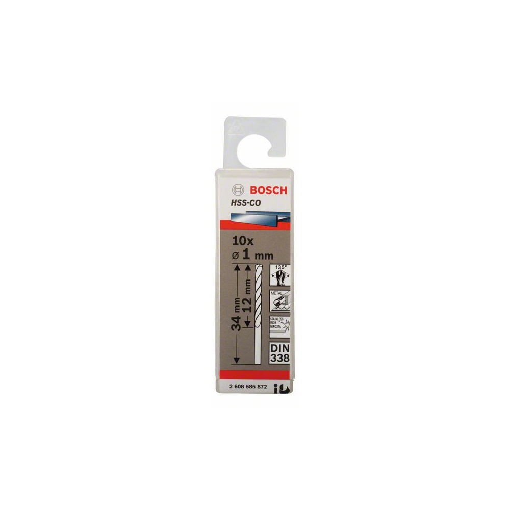 Bosch Set 10 burghie pentru metal HSS-Co, DIN338, 1x12x34mm