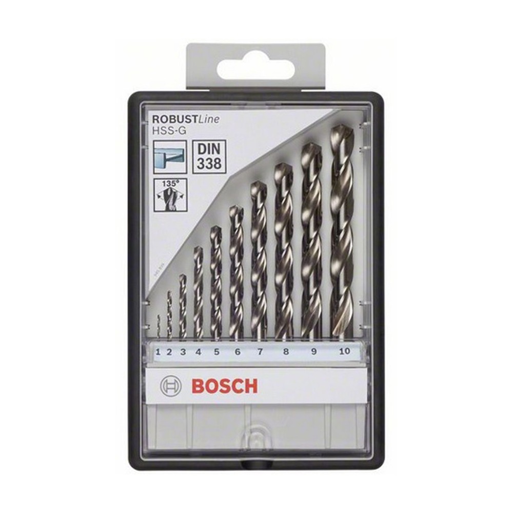 Bosch Set 10 burghie Robust Line pentru metal HSS-G, 135gr, D1-7mm