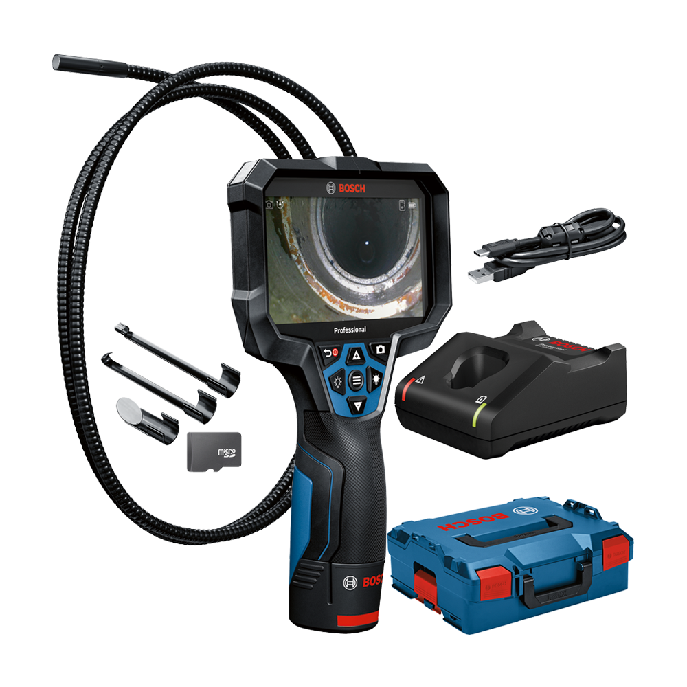 BOSCH GIC 12V-5-27 C Camera de inalta rezolutie pentru inspectie, cu display, cu 1 acumulator de 2Ah + Incarcator + L-BOXX