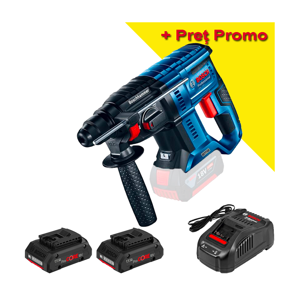 BOSCH GBH 180-LI (SOLO) Ciocan rotopercutor brushless Li-Ion, 2J +  Set 2 acumulatori 4Ah ProCore + Incarcator