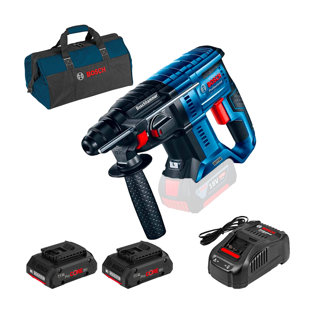 BOSCH GBH 180-LI (SOLO) Ciocan rotopercutor brushless Li-Ion, 2J +  Set 2 acumulatori 4Ah ProCore + Incarcator + Geanta textil m
