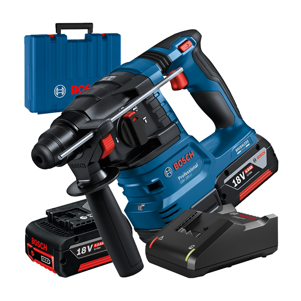 BOSCH GBH 185-LI Ciocan rotopercutor brushless, cu 2 acumulatori Li-Ion 4Ah, 1.9J + Incarcator 4Ah + Valiza