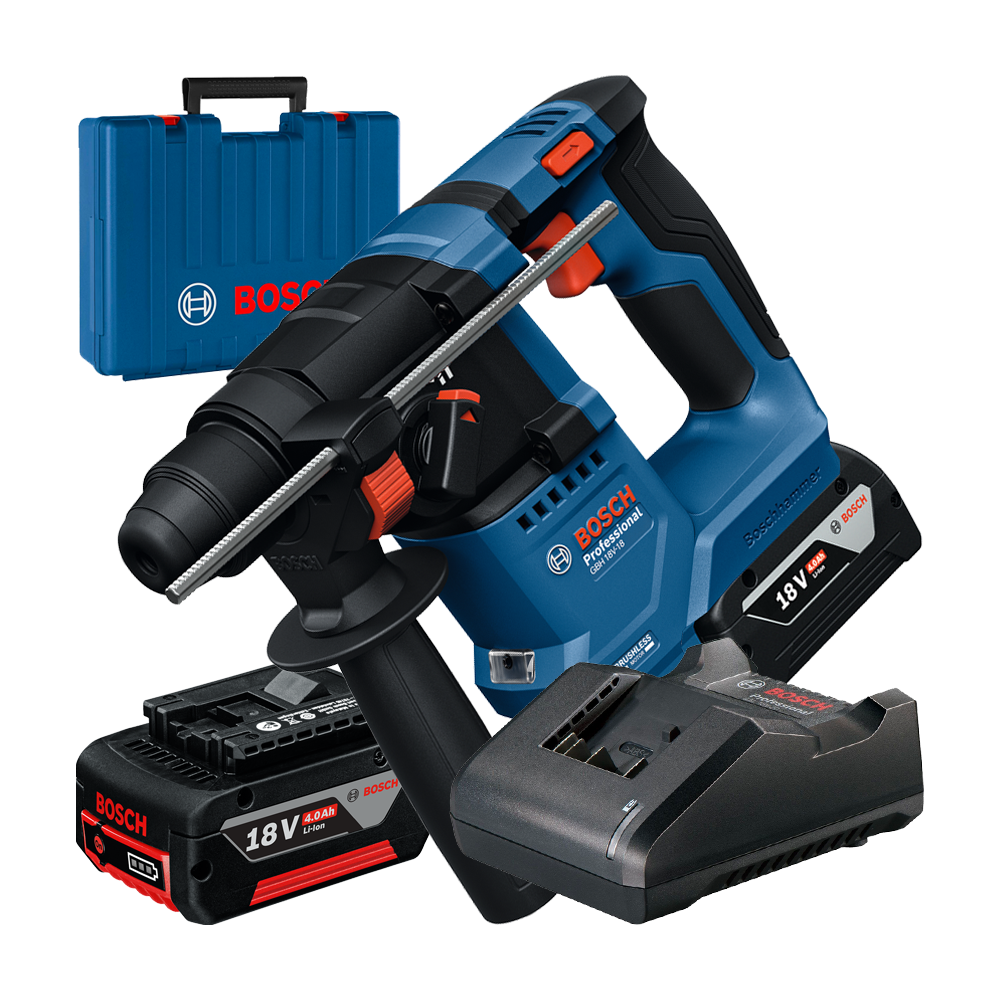 BOSCH GBH 18V-18 Ciocan rotopercutor brushless Li-Ion, 1.5J, cu 2 acumulatori 4Ah + Incarcator 2Ah