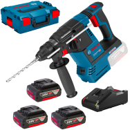BOSCH GBH 18V-26 (SOLO) Ciocan rotopercutor brushless, Li-Ion, 2.6J +  Set 3 acumulatori Li-Ion, 18V, 5Ah + Incarcator + L-BOXX