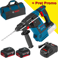 BOSCH GBH 18V-26 (SOLO) Ciocan rotopercutor brushless, Li-Ion, 2.6J +  SET PRO-MIX - Incarcator GAL1880CV + 2 acu 18V, 5Ah + Gea