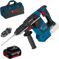 BOSCH GBH 18V-26 F (SOLO) Ciocan rotopercutor brushless, Li-Ion, 2.6J +  Acumulator 5Ah CoolPack (Fara incarcator!) + Geanta tex