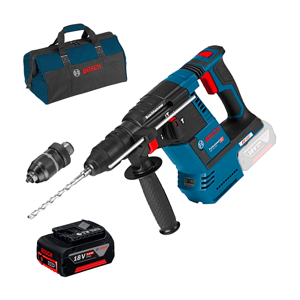 BOSCH GBH 18V-26 F (SOLO) Ciocan rotopercutor brushless, Li-Ion, 2.6J +  Acumulator 5Ah CoolPack (Fara incarcator!) + Geanta tex