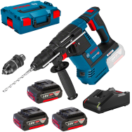 BOSCH GBH 18V-26 F (SOLO) Ciocan rotopercutor brushless, Li-Ion, 2.6J +  Set 3 acumulatori Li-Ion, 18V, 5Ah + Incarcator + L-BOX