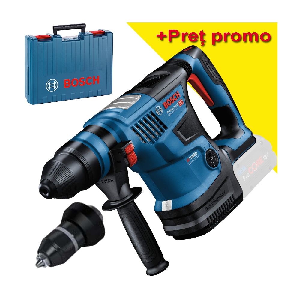BOSCH GBH 18V-34 CF (SOLO) Ciocan rotopercutor SDS-PLUS brushless BITURBO, Li-Ion, 5.8 J + Valiza, fara acumulator in set