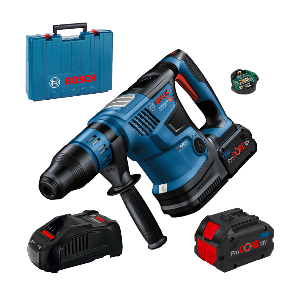 BOSCH GBH 18V-36 C Ciocan rotopercutor SDS-MAX brushless BITURBO, cu 2 acumulatori Li-Ion, 8Ah, 7J + Valiza